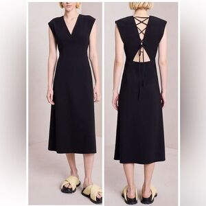 A.L.C. Black Amelie Midi Dress. Cut out Back, Sleeveless Women’s Size 0 A-line